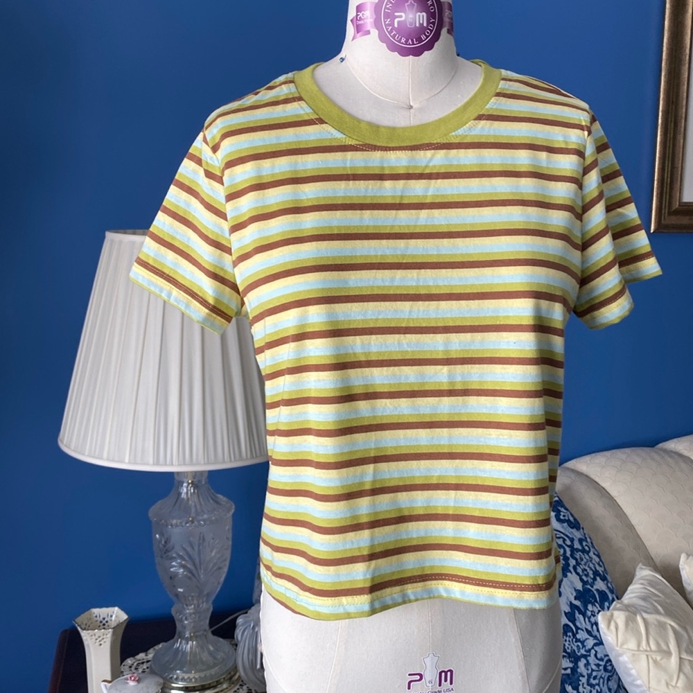 Rue21 Green/Brown/Yellow/Blue Striped Shirt